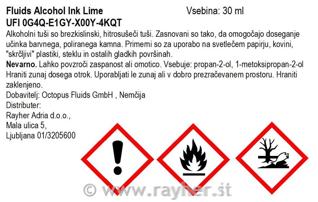 Alkoholni tuš Fluids 30 ml, lime, transparentna boja
