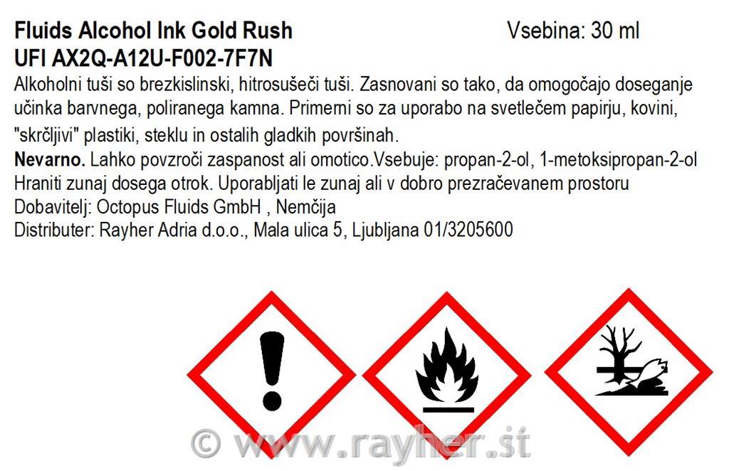 Alkoholni tuš Fluids 30 ml, gold rush, metalna boja