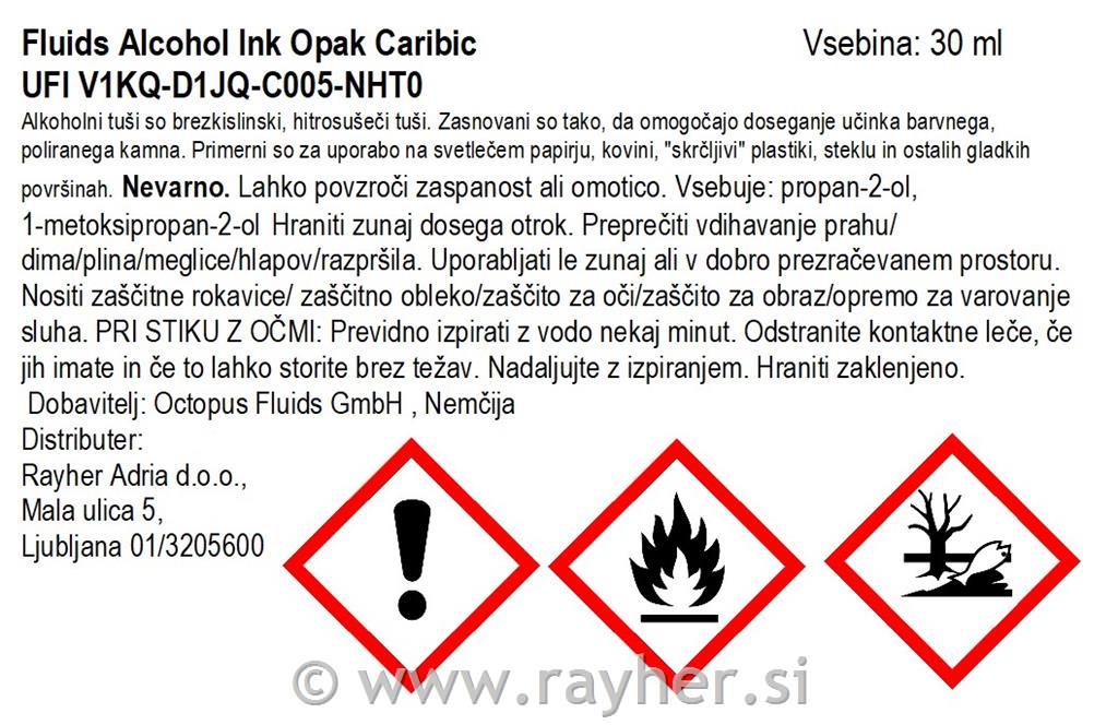 Alkoholni tuš Fluids 30 ml, caribic ,prekriven ton