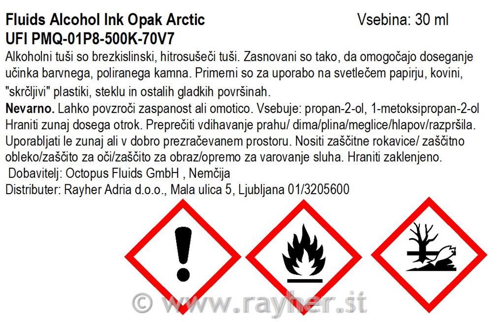 Alkoholni tuš Fluids 30 ml, arctic, pokrivna boja