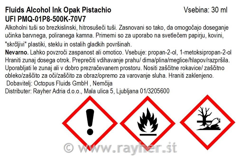 Alkoholni tuš Fluids 30 ml, pistachio ,prekriven ton