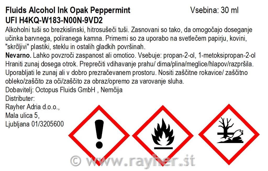 Alkoholni tuš Fluids 30 ml, peppermint, pokrivna boja