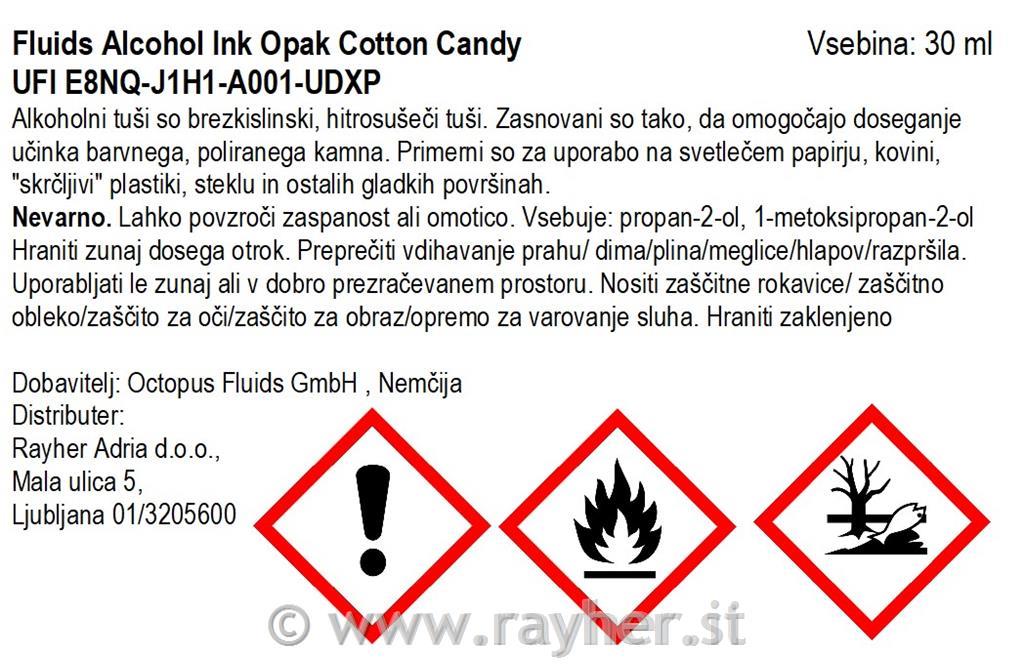 Alkoholni tuš Fluids 30 ml, cotton candy, pokrivna boja
