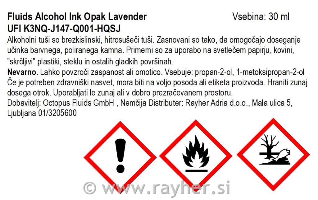 Alkoholni tuš Fluids 30 ml, lavender, pokrivna boja