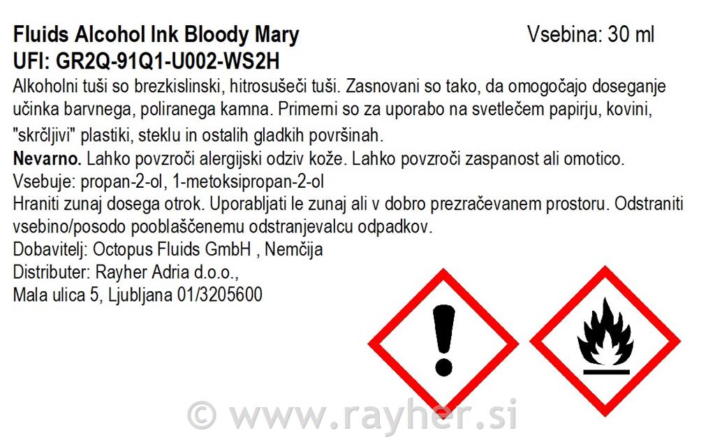 Alkoholni tuš Fluids 30 ml, bloody mary ,prosojen ton