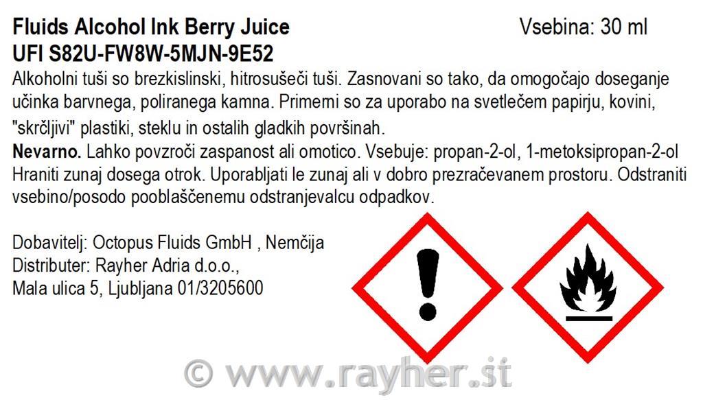 Alkoholni tuš Fluids 30 ml, berry juice, transparentna boja