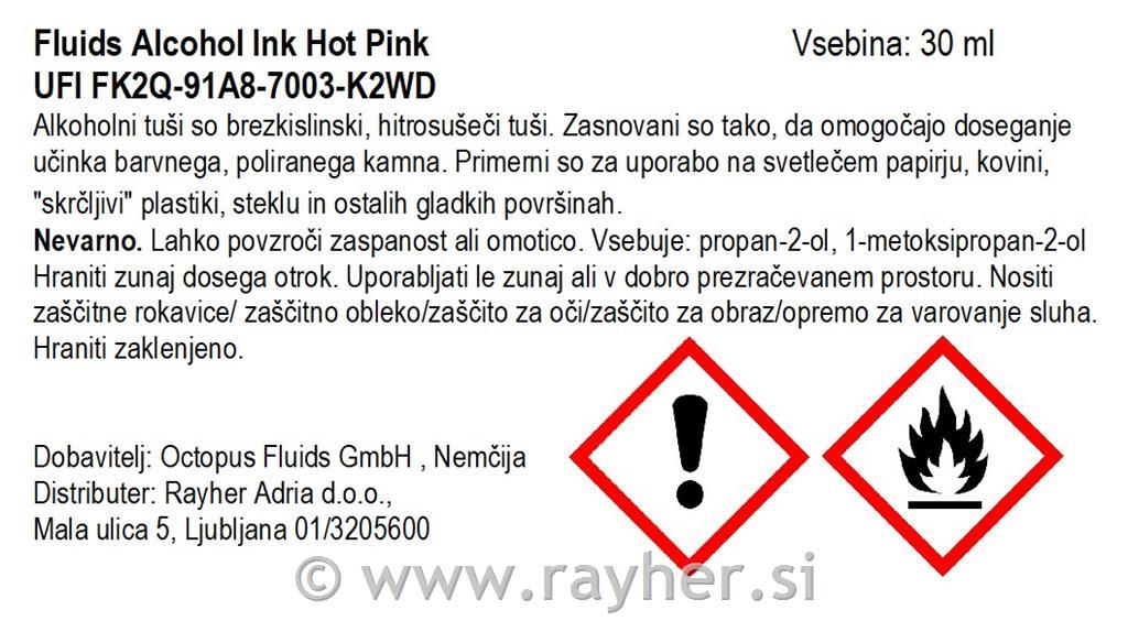 Alkoholni tuš Fluids 30 ml, hot pink, transparentna boja