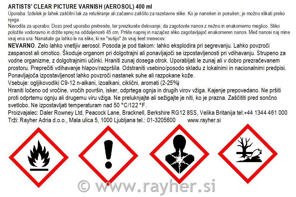 Zaštitni lak ArtistsClear u spreju 400ml, sjajan