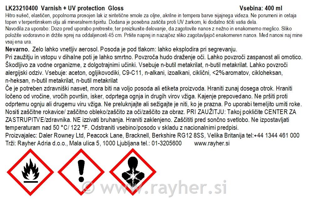 Zaštitni lak u spreju UV+ sijajni 400 ml