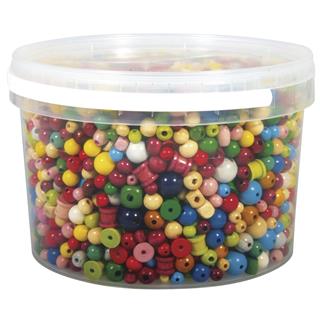 Drvene perle, različite boje, 4-16 mm o,spremnik 1200 g