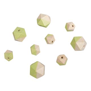 Drvene perle Diamond, Green, 4 Dimenzije4 komada o2cm, 8 komada o1.5cm, 12 koma