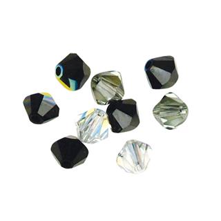 Swarovski brušeni kristal perla, crni ibijeli tonovi, 4 mm o, 50 kom.