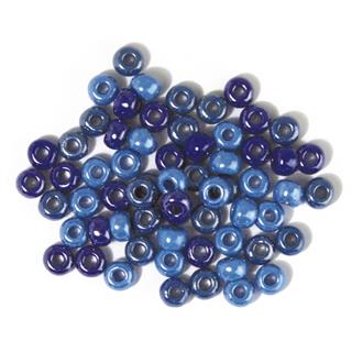 Perle steklene z večjo luknjo, opak,mod.-turk, o 6,7 mm, 55g