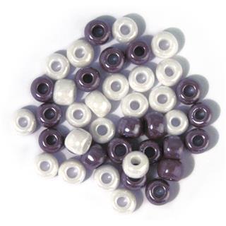 Perle steklene z večjo luknjo, opak,bel.-lila, o 8,7 mm, 55g