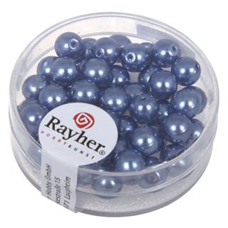 Perle staklo "Renaissance", azur.modra,oko 6 mm, 45 kom.