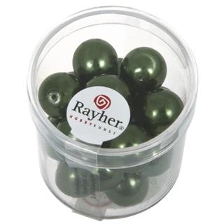 Perle steklene "Renaissance", smarag. zelena, o 12 mm, 21 ko