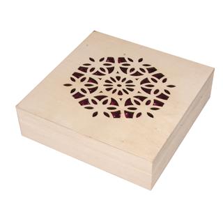 Drvena kutija za nakit s ukrasom, 14.5x14.5x4
